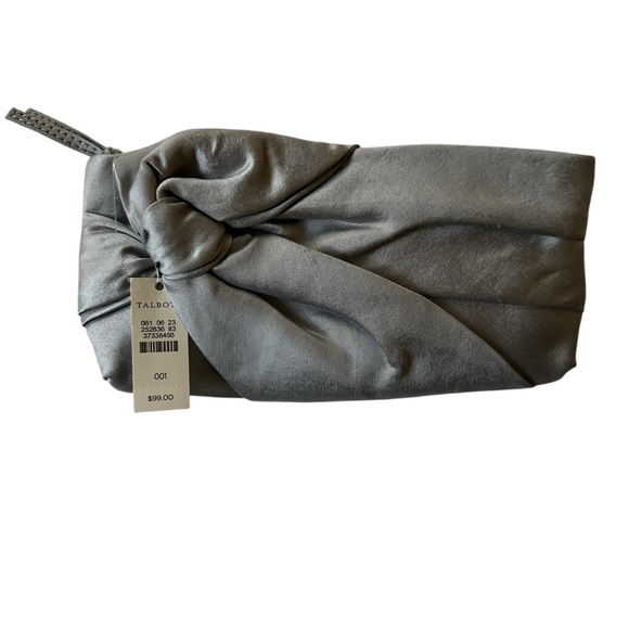 Talbots Handbags - Talbots Chic Silver Satin Knot Clutch – Elegant Evening Bag | New with Tags